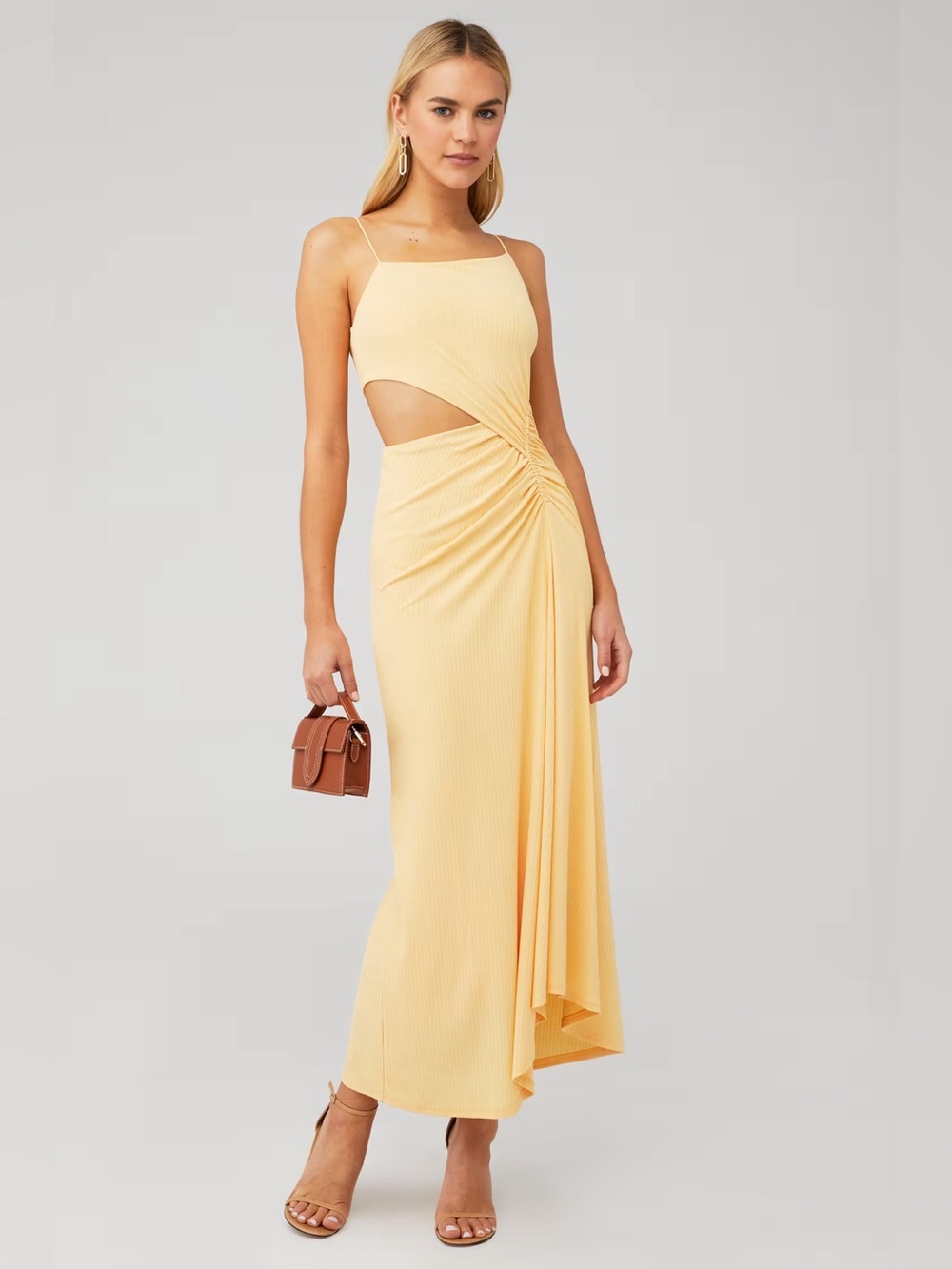 SIGNIFICANT OTHER Women's Roisin Cut Out Ribbed Dress in Sunset Size